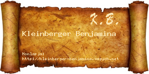 Kleinberger Benjamina névjegykártya